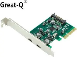 Amify dual USB-C USB 3.1 Type-C PCI express Card pcie pci-e 4x to Type C adapter SuperSpeed 10Gbps Riser card adaptator