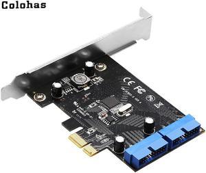 PCI-E to Dual USB 3.0 20Pin (19Pin) Interface Expansion Card Self-powered Converter Card to Connect Front Panel for Computer