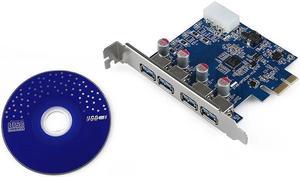 4 Port SuperSpeed USB 3.0 PCI E PCI Express Card with 4 pin IDE Power Connector NEC uPD720201