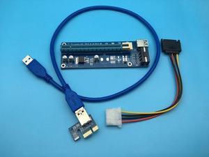60cm PCI-E PCIe PCI Express 1x to 16x Riser USB 3.0 Extender Cable with Sata to 4Pin IDE Power Supply for BTC Miner RIG