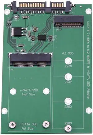 M.2 M.2 NGFF/mSATA SSD to SATA III Converter Adapter Card Build in Mini PCI-e 52pin NGFF B Key Male Connector For PC SSD