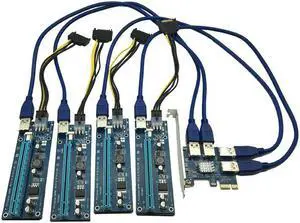 Hot Sale PCIE PCI-E PCI Express 1X to 16X Riser Card 1 to 4 USB3.0 Multiplier Hub Adapter For Bitcoin Mining Miner Mining Device