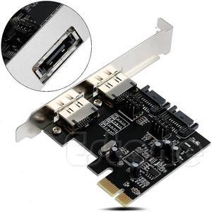 4 Port PCI-E to 2 SATA 2 ESATA Adapter Card With Driver CD