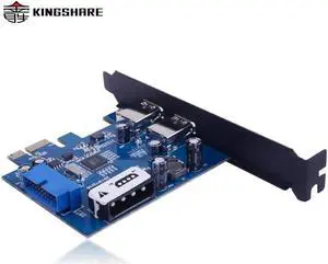 USB 3.0 2 Port PCI Express Card, with 1 20Pin Connector and 5V 4 Pin Male Power Connector