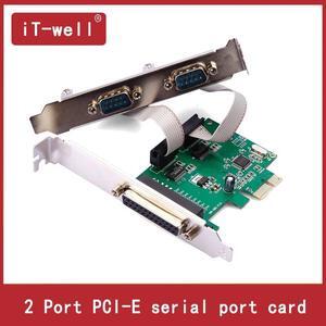 2 Port PCI-E serial port card DB25 Printer Parallel Port LPT to PCI-E PCI Express Card Adapter Converter WCH382 Chip DB9 DB25