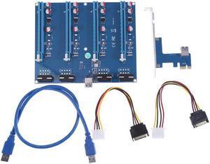 PCI-E X1 TO 4PCI-E X16 Expansion Kit 1 to 4 Port PCI Express Switch Multiplier HUB 4pin molex Riser Card for BTC Miner Mining