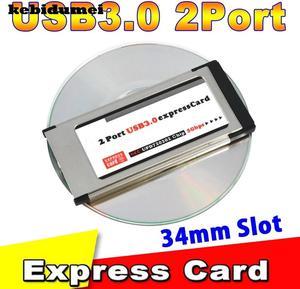 PCI Express to USB 3.0 PCI Express Card Adapter 5Gbps PCMCIA Dual 2 Ports Chipset 34mm Slot Express Card Converter