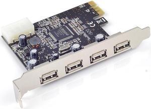 USB 2.0 PCIE PCI-Express x1 card 4 External USB2.0 Ports 4pin power supply Moschip