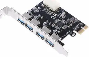 4 Ports Super-Speed USB 3.0 PCI-e PCI PCI-E Express Expansion Adapter Card With CD Driver