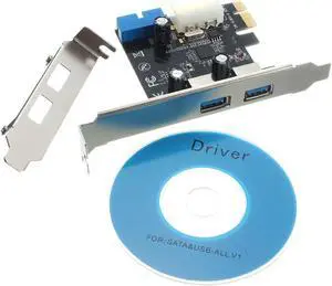 USB3.0 2-Port SATA 5Gbps 19-pin Intenal PCIe Express Controller Card+Bracket+CD