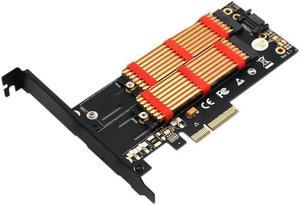 M.2 SSD NGFF Key B-M NVMe to PCI-e 4X SATA Expansion Adapter Card with Metal Bracket and Heatsink for Desktop