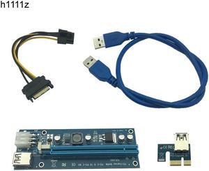 add on card PCI-E PCI E Express 1X to 16X Riser Card +USB 3.0 Extender Cable SATA 15 Pin-6Pin Power Cable 60CM for Bitcoin Mining