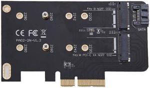 1pcs 2 Slots PCIE extender Adapter Card M.2 NGFF SSD M Key to PCI-E X4 Adapter B Key SATA M.2 NGFF SSD to SATA Adapter Cards
