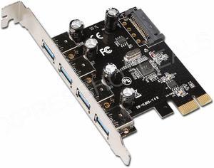 PCI-E Express 4 Port USB 3.0 Card Adapter w/15pin SATA Power Connector