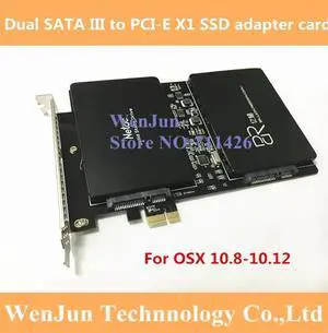Dual SATA III port to PCI-E X1 SSD adapter card with Screws for Windows/ MACPRO/OSX 10.5-10.14/MP3.1-5.4/MACPRO 08-12