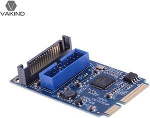 VAKIND Mini PCI-E to 19-Pin USB 3.0 5Gbps High-speed  transmission Dual SATA USB3.0 Port Expansion Card Adapter Converter for PC