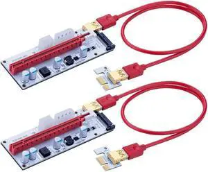 PCI-E Risers 1X TO 16X Graphics Extension for GPU Mining Powered Riser Adapter Card w/ Molex 4Pin SATA 6Pin Power Supply PCIe