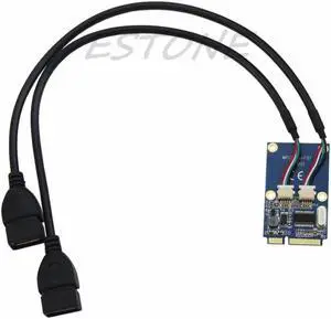Mini PCIe PCI-E to USB Adapter mPCIe to 5 Pin 2 Ports Dual USB2.0 Converter Card