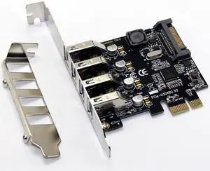 4 Port USB 3.0 5Gbps PCI-Express X1 Card Adapter HUB Support Low Profile Bracket