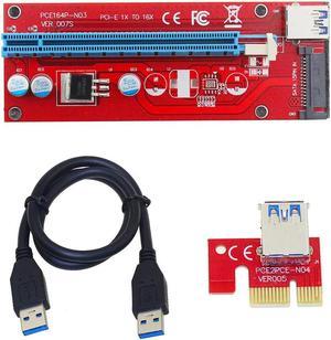 VER007S 0.6M PCI-E 1X to 16X Mini Pcie Riser Card Extender PCI Express Adapter With USB 3.0 Data Cable 15Pin SATA Power Supply