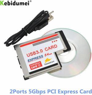 2 Dual Port USB 3.0 HUB Express Card Express Card 54mm Hidden Adapter With Driver CD For Laptop