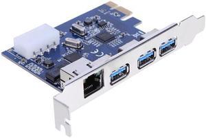 add on card PCI-E PCI Express to External 3 Port USB 3.0 and Gigabit Network Ethernet Card Adapter Converter Add On Cards for PC Desktop