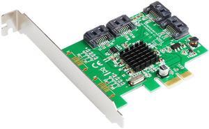 PCI Eexpress card PCI-e 4 Ports SATA III 6g 2.0 x1 controller card Marvell 88SE9215 Non-Raid with Low Profile Bracket