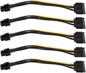 5Pcs SATA Power Cable 15 Pin To 6 Pin PCI EXPRESS PCI-E Sata Cable Cord