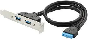 For PC Computer Bracket To 20Pin Female Screw Mount Baffle Cable PCI Panel Copper Wire Rear Motherboard Header Dual USB 3.0