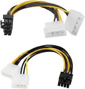 New 6 inch 2 x Molex 4 pin to 8-Pin PCI Express Video Card Pci-e ATX PSU Power Converter Cable - Molex to Pcie 8 pin Adapter