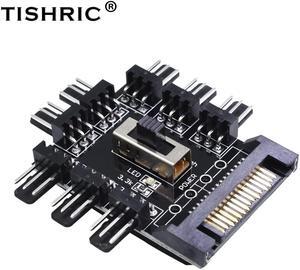 1 to 8 3Pin Fan Hub Pwm Sata Molex Splitter PC Mining Cable 12V Power Suppply Cooler Cooling Speed Controller Adapter