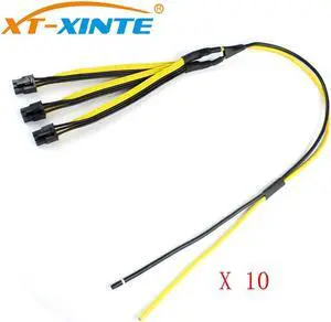 10Pcs S7/S9 to Triple 3X PCI-E PCIe PCI Express 6Pin Graphic Card Splitter Power Cable Cord for BTC miner Machine 12AWG+18AWG