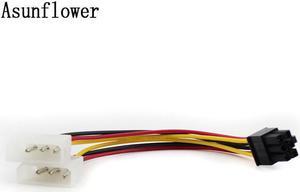 5PCS/lot Dual 4 Pin Male Molex IDE TO 6 Pin Female Molex PCI-E Cards Graphic External Supply Line Adapter Power Cable