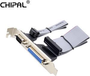 CHIPAL For PCI Slot Header Serial DB9 Pin With Parallel DB25 Pin Cable 28.5cm With Bracket For Parallel LPT Printer COM Serial