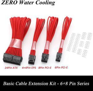 Basic Extension Cable Kit - 1pcs ATX 24Pin / EPS 4+4Pin / PCI-E 8Pin / PCI-E 6Pin Extension Cable - 6 Colors Available.