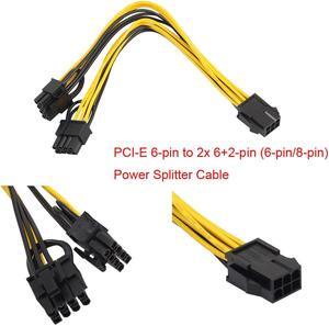PCI-E 6-pin to 2x 6+2-pin (6-pin/8-pin) Power Splitter Cable PCIE PCI Express 20cm For 6-pin PCIe Female, 2x 6+2-pin PCIe Male