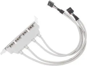 USB 2.0 4 Port Rear Panel PCI Bracket to Dual 9-Pin Motherboard Header Cable