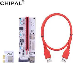 5pcs VER008S 60cm PCI-E Riser Card 008S PCIe 1x 16x Adapter 4Pin 6Pin SATA Power USB 3.0 Cable For Bitcoin Miner Mining