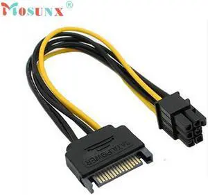 Advanced for SATA Power Cable 15 Pin To 6 Pin PCI EXPRESS PCI-E Graphics Converter Adapter Video Card Power Cable 1PC