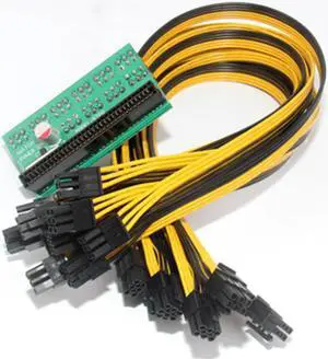 Power Supply Breakout Adapter Board with 18AWG 10 x 6 Pin Male to 6 Pin PCI-E Cable (50cm / 19.6")