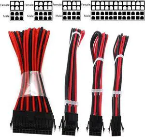 1 Set Basic Extension Cable Kit ATX 24Pin/ EPS 4+4Pin / PCI-E 6+2Pin/ PCI-E 6Pin Power Extension Cable for PC Computer Accessory