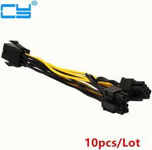10pcs/Lot Molex 6-pin PCI Express to 2 x PCIe 8 (6+2) pin Motherboard Graphics Video Card PCI-e GPU VGA Splitter Hub Power Cable