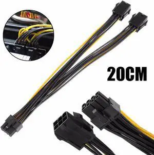 High Quality 20cm Dual 6 Pin Female To Single 8 Pin Male PCIe Graphics Cards Power Cable for Dual Video Cards System