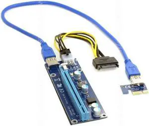 Riser PCIE 1x to 16x Mining Machine Enhanced Extender Riser Adapter with USB 3.0 & 6Pin Power Cable PCI-E x1 to x16 Miner cable