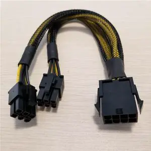 PC CPU 8pin to Dual PCI-E PCIe 6pin Power Splitter Cable Lead Sleeved Cord 18AWG