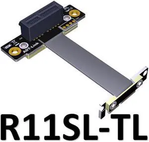 PCIe 3.0 x1 to x1 Extension Cable R11SL-TL Dual 90Degree Right Angle R11SL-TL 8G/bps PCI Express 1x Riser Card Ribbon Extender