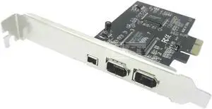 Firewire Card,PCIe Firewire 800 Adapter for Windows 10 with Low Profile Bracket and Cable,3 Ports (2x6 Pin 1x4 Pin) IEEE 1394