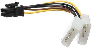 A Dual 4-Pin Molex IDE to 6 Pin PCI-E Graphic Card Power Connector Cable Adapter