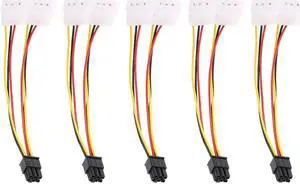 5pcs Wire Rod Large Head Dual 4pin to 6pin Graphics Card External Power Line Power Cable Adapter Connector Power Supply
