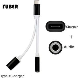 FUBER BrandStyle USB Type C To 3.5mm Jack AUX Headphone Audio Splitter Converter Adapter Cable Portable Charger